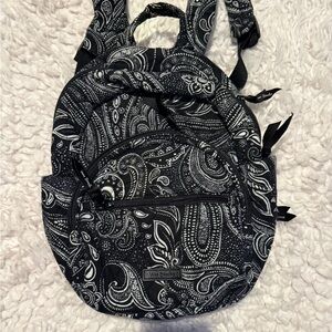 Mini Vera Bradley Black and White Paisley Backpack